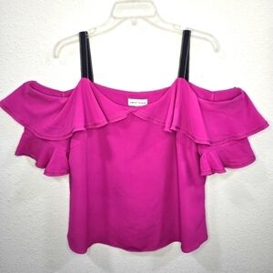 Gibson Latimer Cold Sholder  With Ruffle Sleeves Wome's  Size L